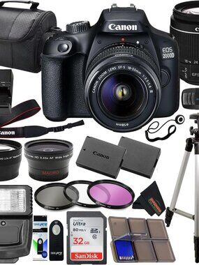 Canon EOS 2000D (Rebel T7) DSLR with 18-55mm Lens 3 Lens Kit and Sunshine Photo